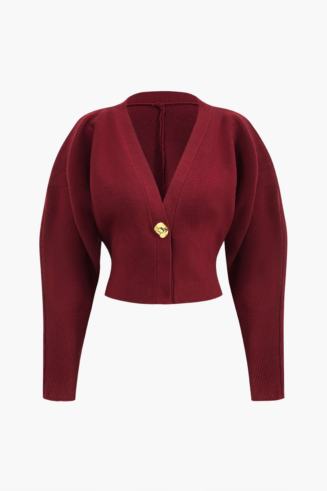 Metallic Button V-Neck Sweater Long-Sleeve Top - Image 2