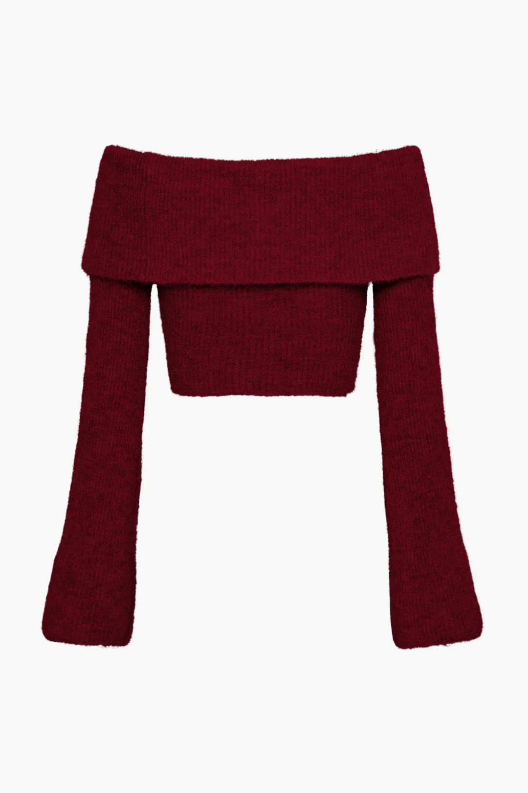 Solid Knit Metallic Off Shoulder Long-Sleeve Top - Image 2