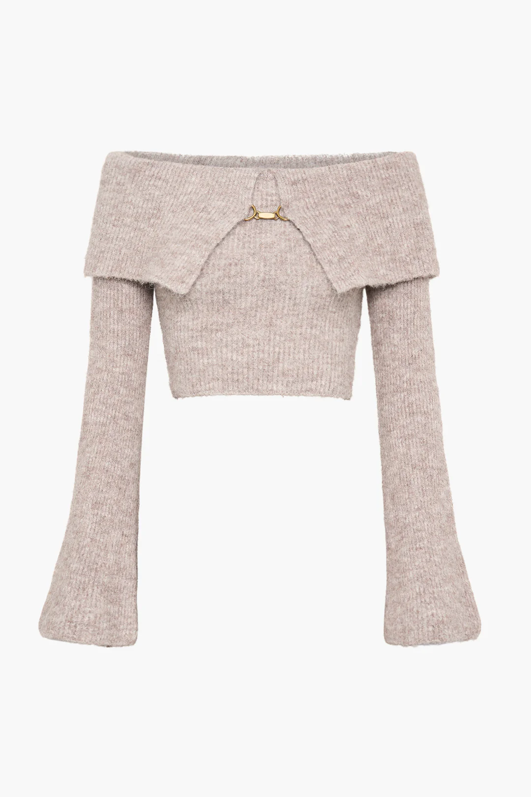 Solid Knit Metallic Off Shoulder Long-Sleeve Top - Image 7
