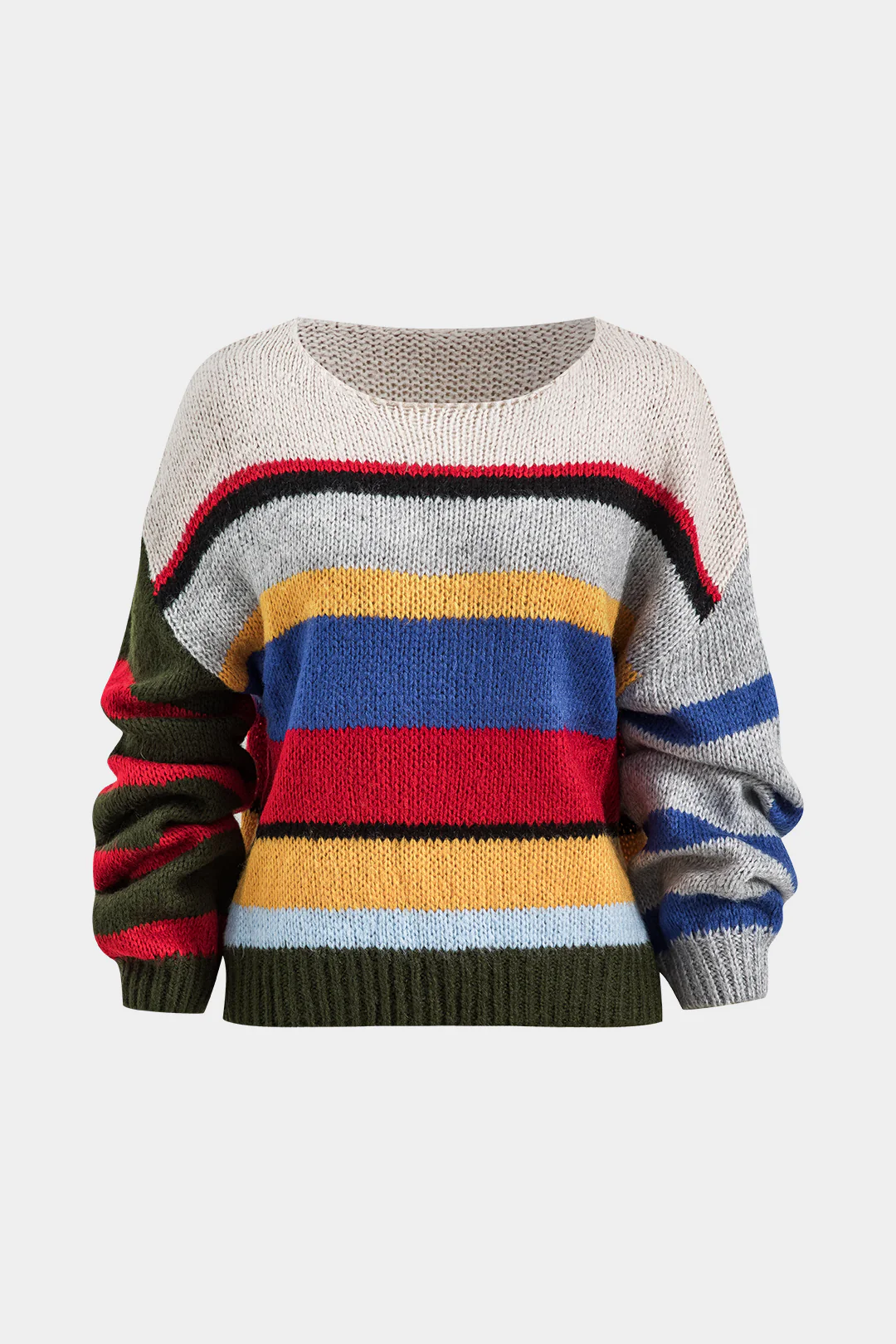 Basic Knit Color Block Long-Sleeve Top - Image 2