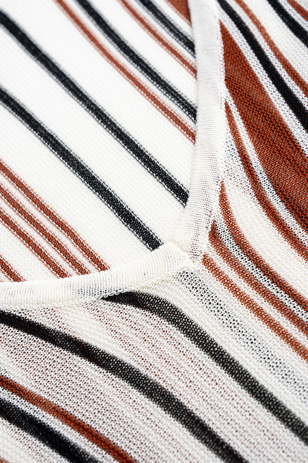 Knit Stripes Print V-Neck Long-Sleeve Top - Image 3