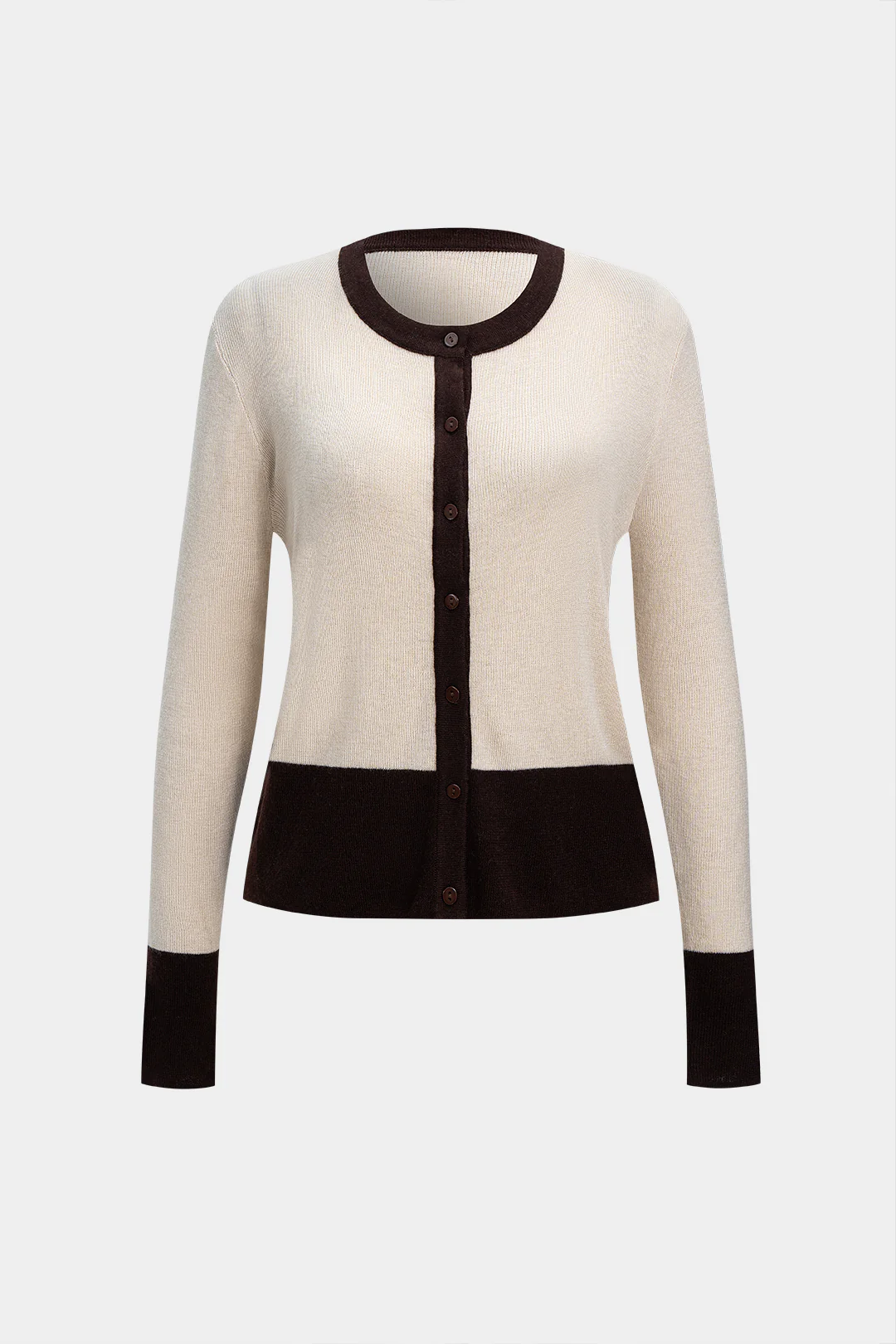 Knit Contrast Button Long-Sleeve Top - Image 5