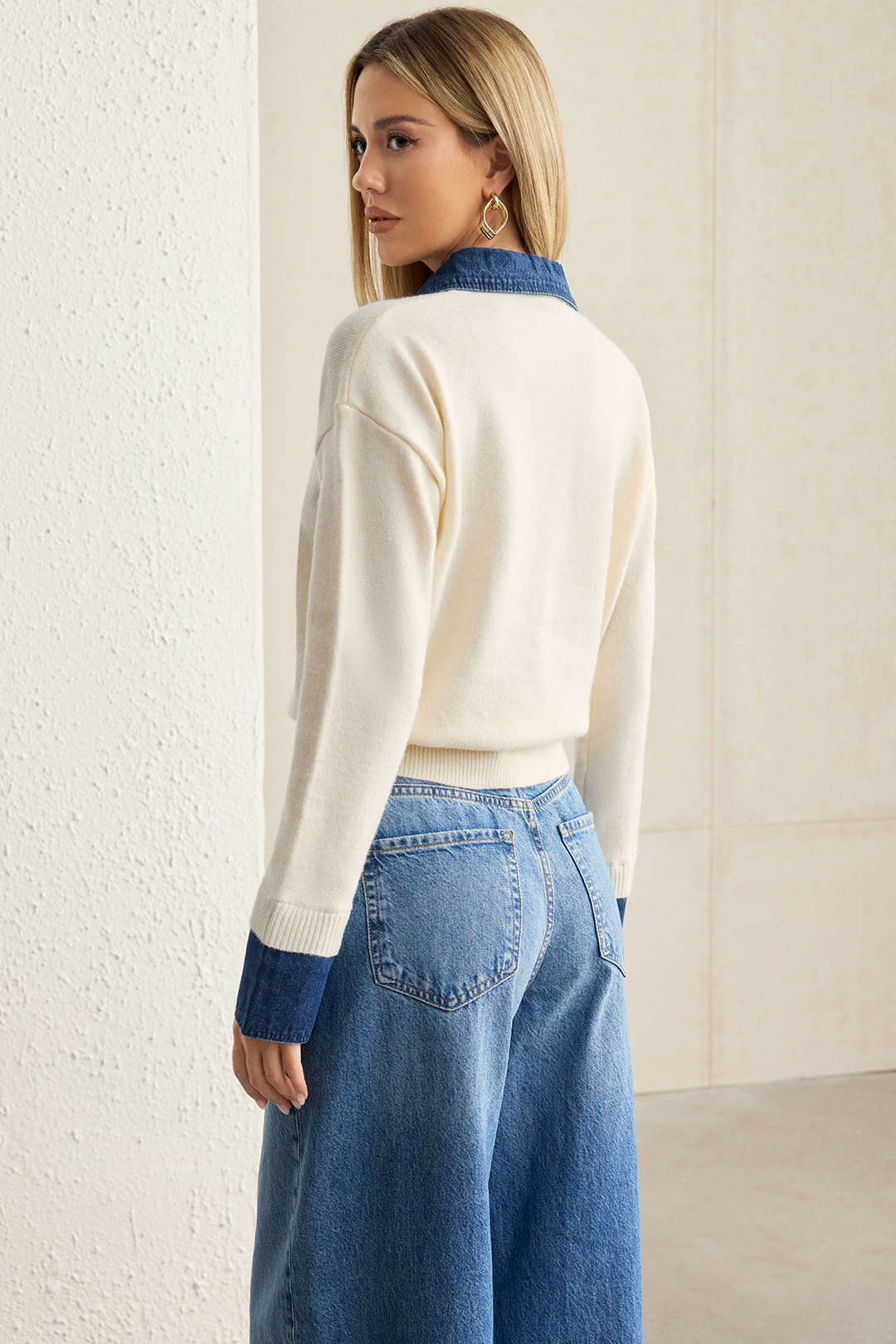 Sweater Patchwork Long-Sleeve Top - Image 10