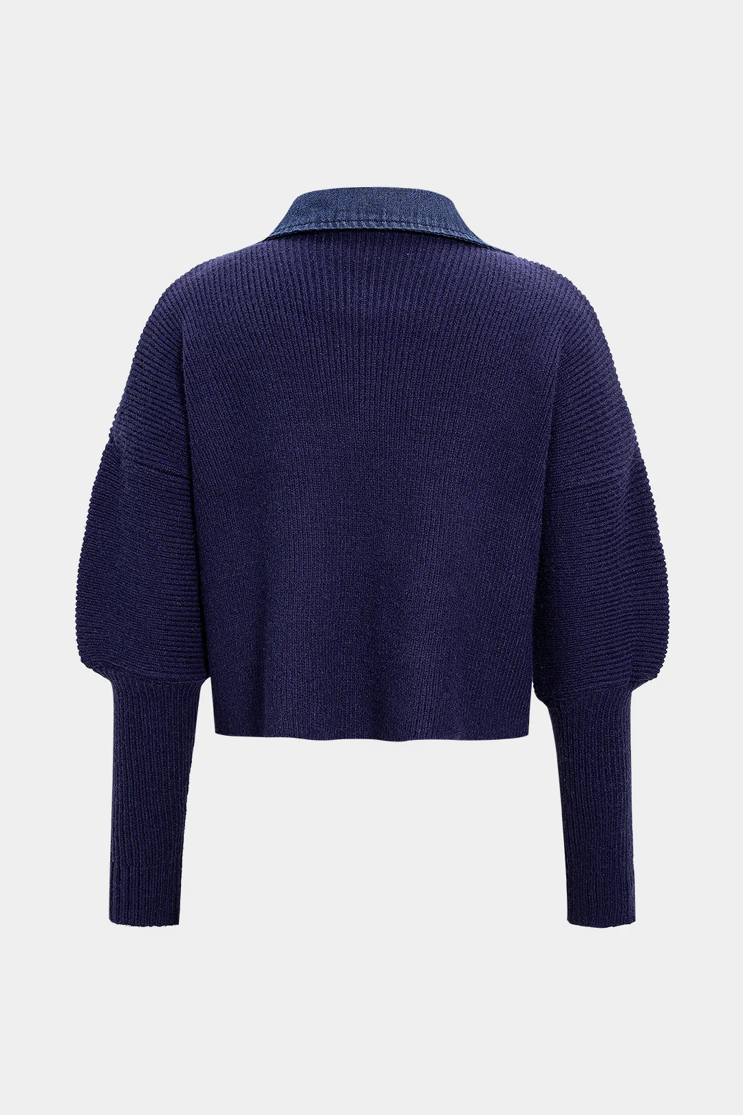 Knit Patchwork Frayed Button Long-Sleeve Top - Image 2