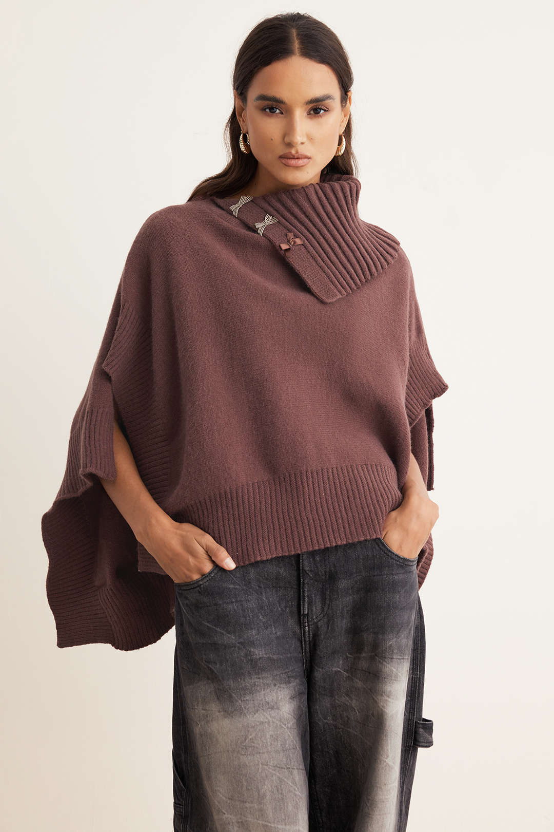 Knit Asymmetrical Irregular Long-Sleeve Top