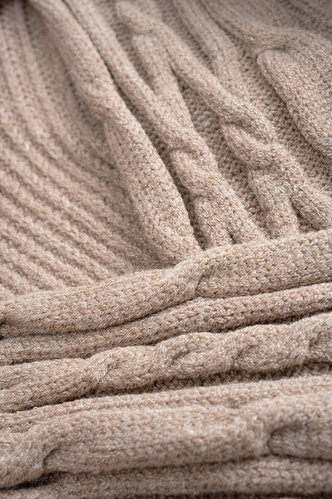 Cable Knit Crossed V-Neck Long-Sleeve Top - Image 3