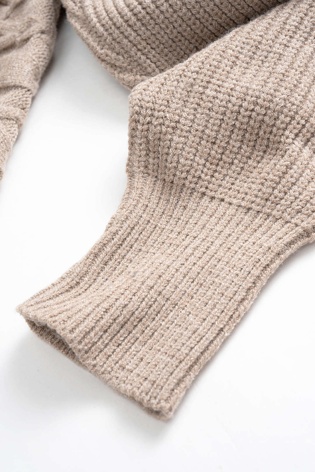 Cable Knit Crossed V-Neck Long-Sleeve Top - Image 4