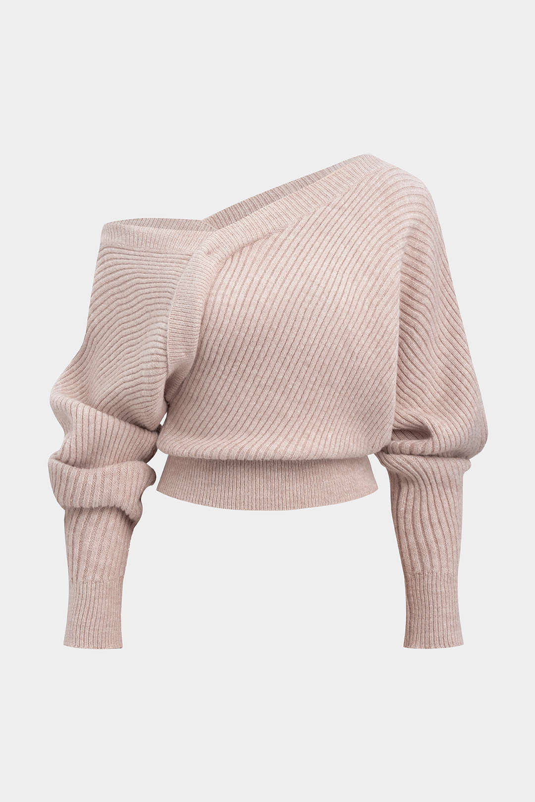 Knit Asymmetrical Ribbed Long-Sleeve Top - Image 11