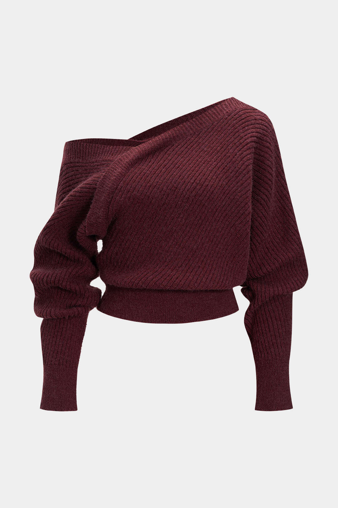 Knit Asymmetrical Ribbed Long-Sleeve Top - Image 9
