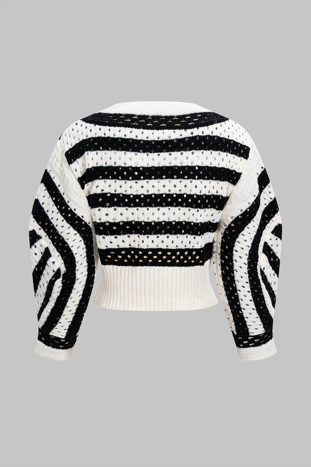 Knit Contrast Cut Out Long-Sleeve Top - Image 2