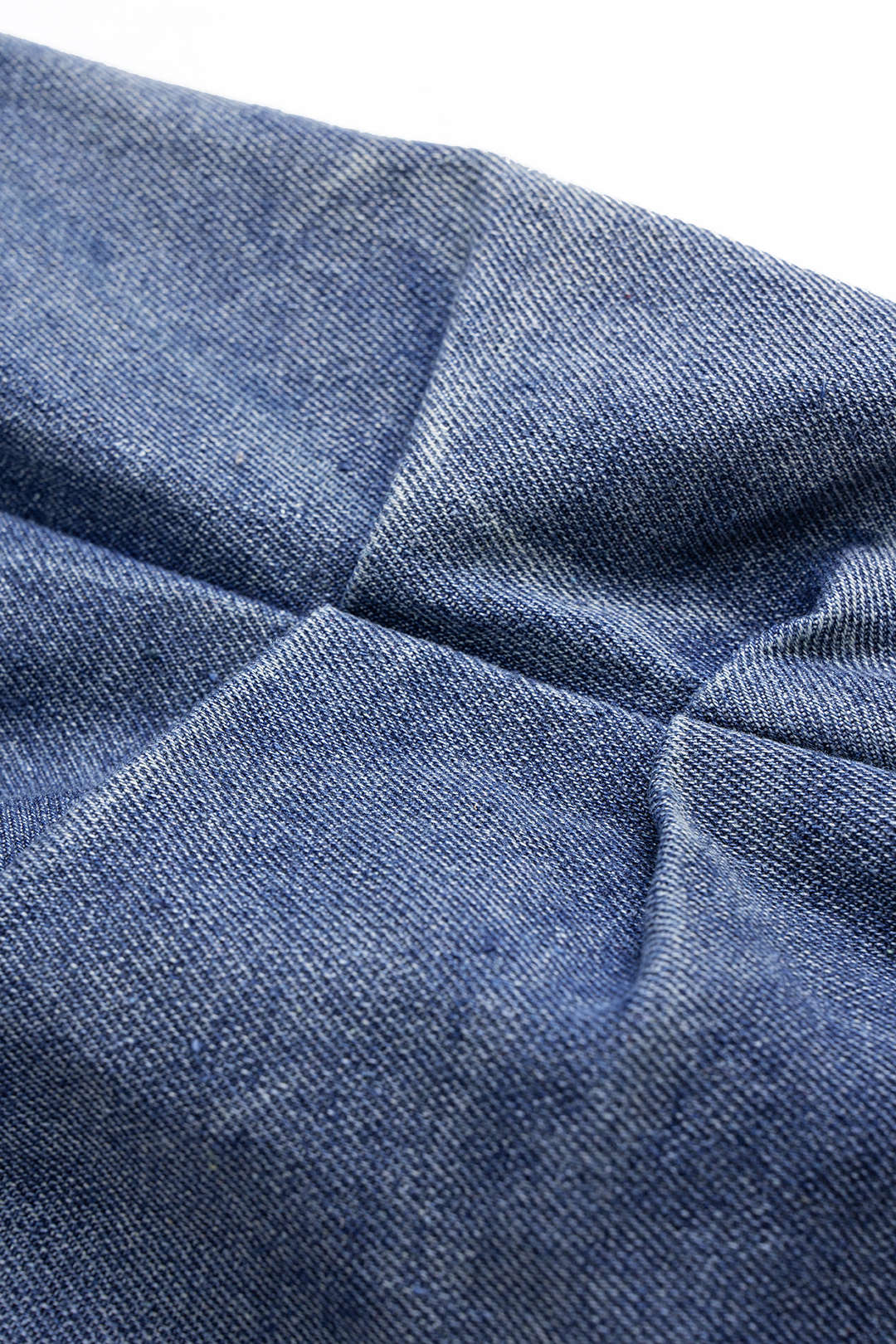 Knit Denim Patchwork Chain Decor Ruched Long-Sleeve Top - Image 4