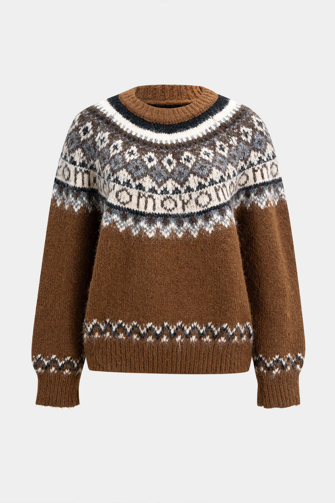 Knit Fluffy Round Neck Long-Sleeve Top - Image 6