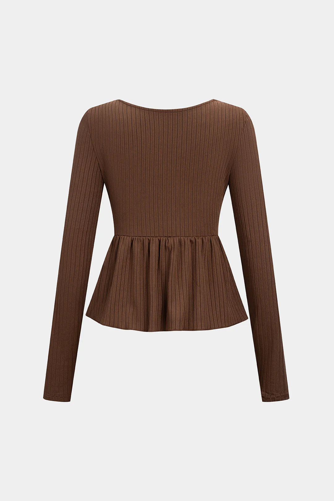 Ruffle Ruched Square Neck Long-Sleeve Top - Image 2