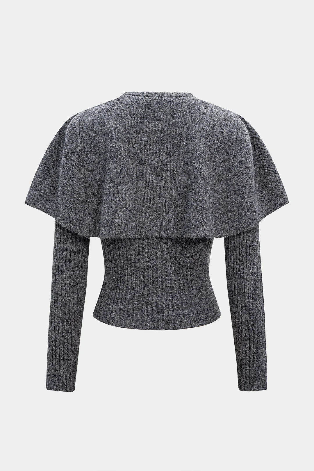 Knit Metallic Irregular Button Long-Sleeve Top With Scarf - Image 2