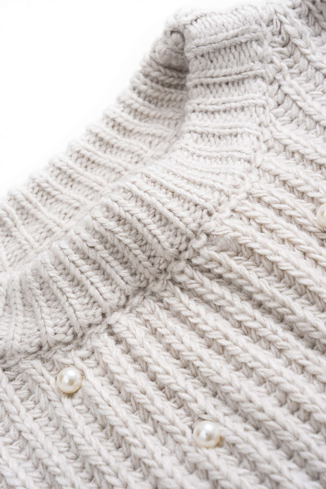 Knit Beaded Decor Round Neck Long-Sleeve Top - Image 4