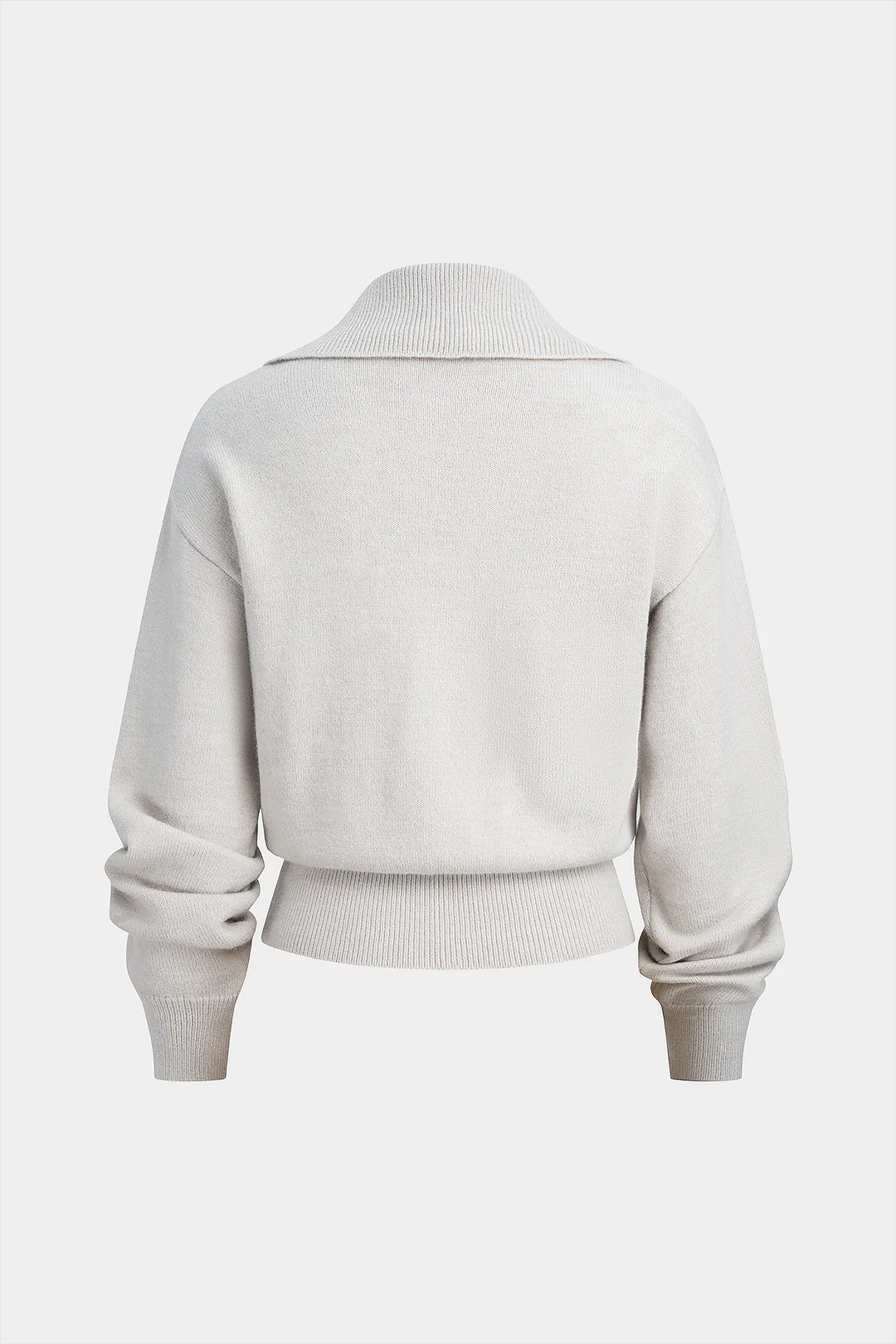 Knit Button Polo Collar Long-Sleeve Top - Image 2