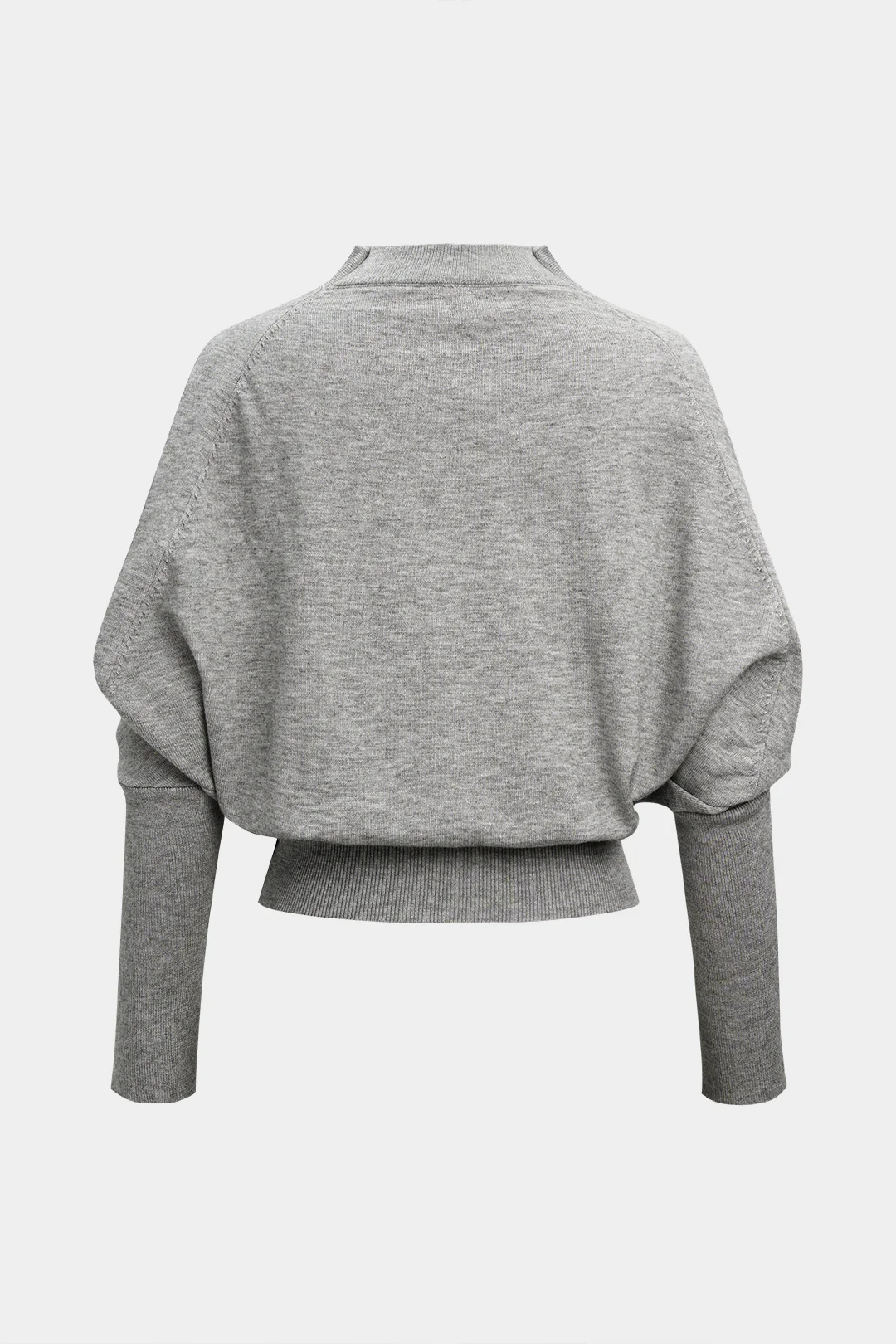 Knit Mock Neck Batwing Long-Sleeve Top - Image 2
