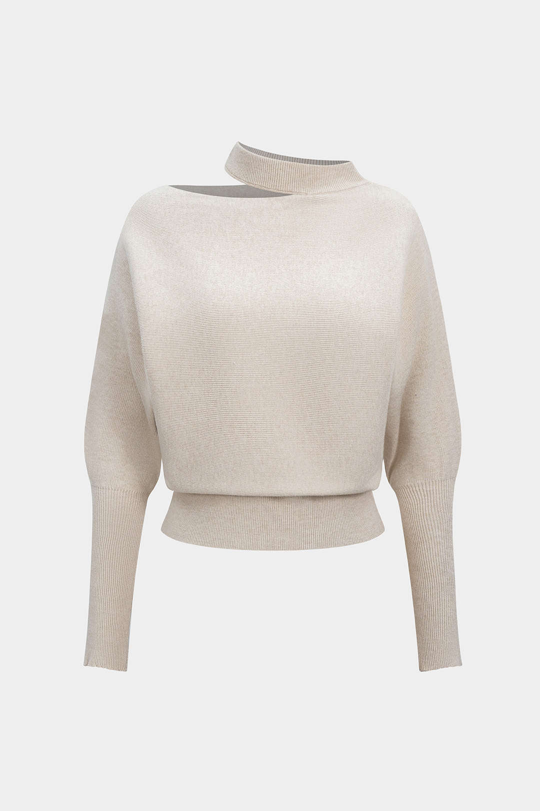 Knit Cut Out Asymmetrical Long-Sleeve Top - Image 2