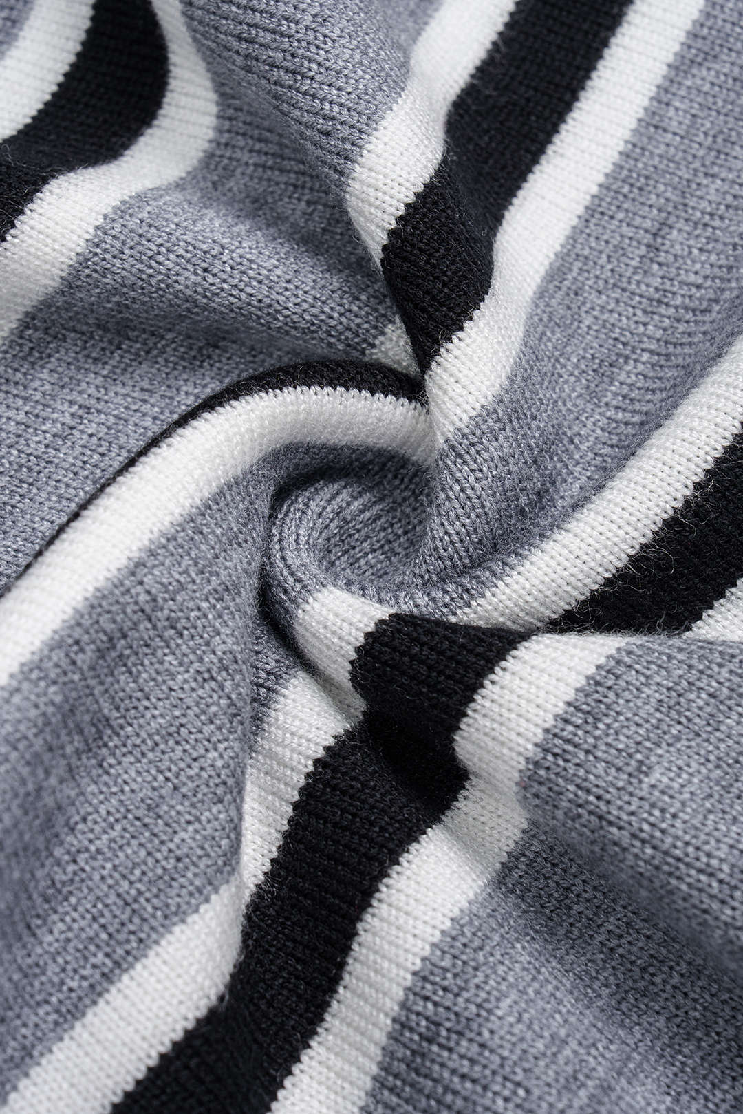 Knit Stripes Contrast Print One Shoulder Long-Sleeve Top - Image 5