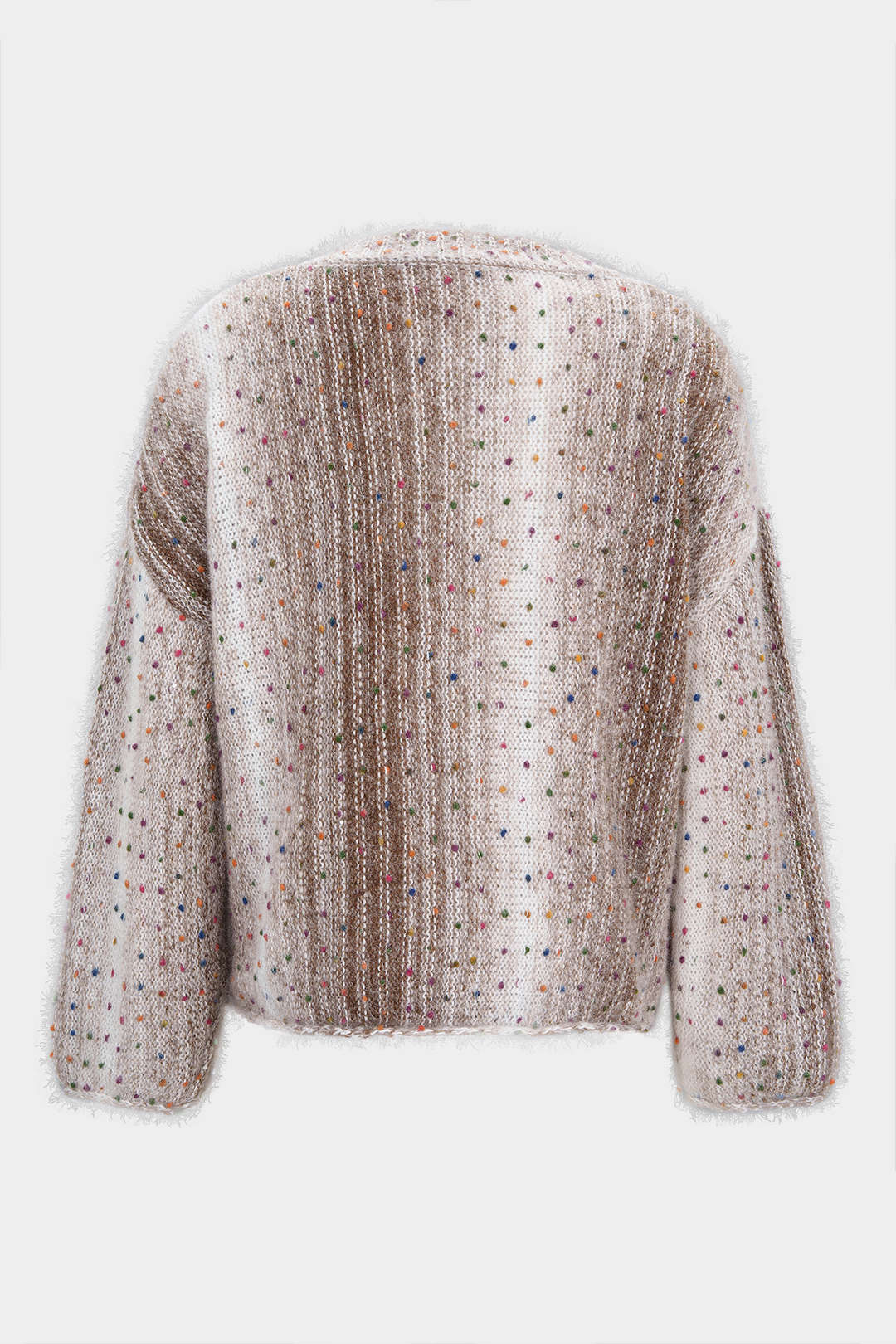 Knit Contrast V-Neck Long-Sleeve Top - Image 2