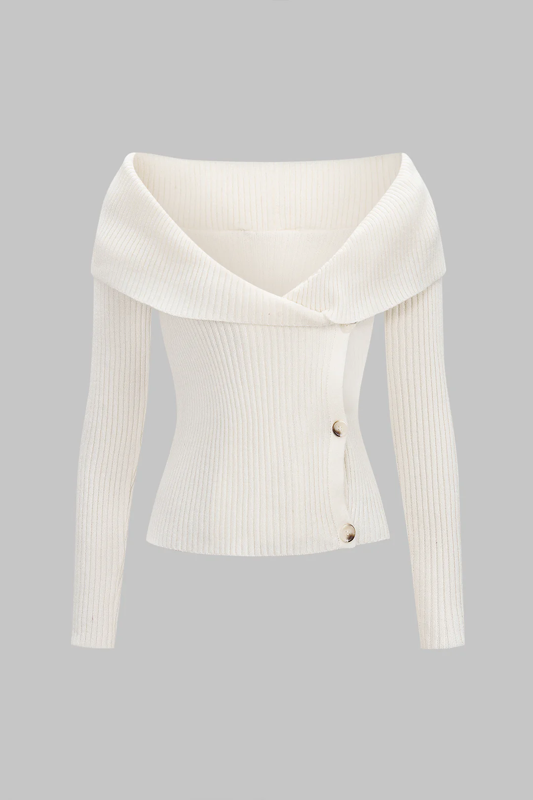 Knit Off Shoulder Ribbed Long-Sleeve Top