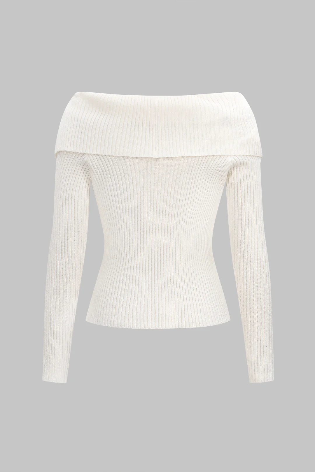 Knit Off Shoulder Ribbed Long-Sleeve Top - Image 2