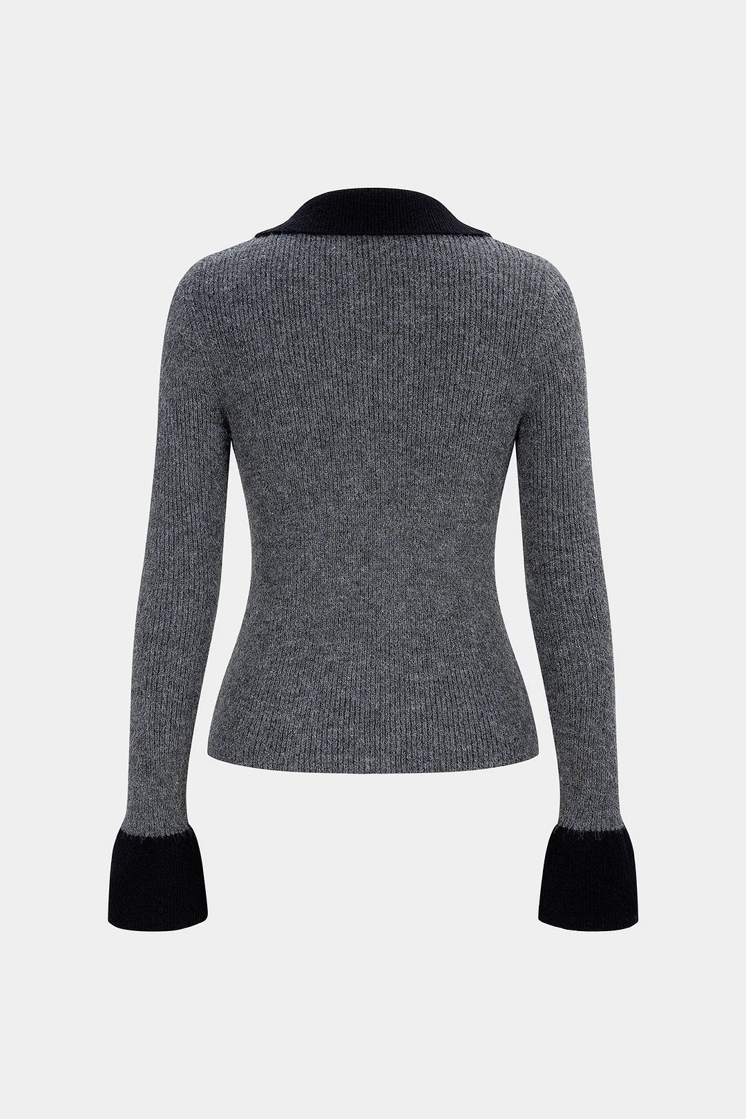 Knit Button Contrast Long-Sleeve Top - Image 2