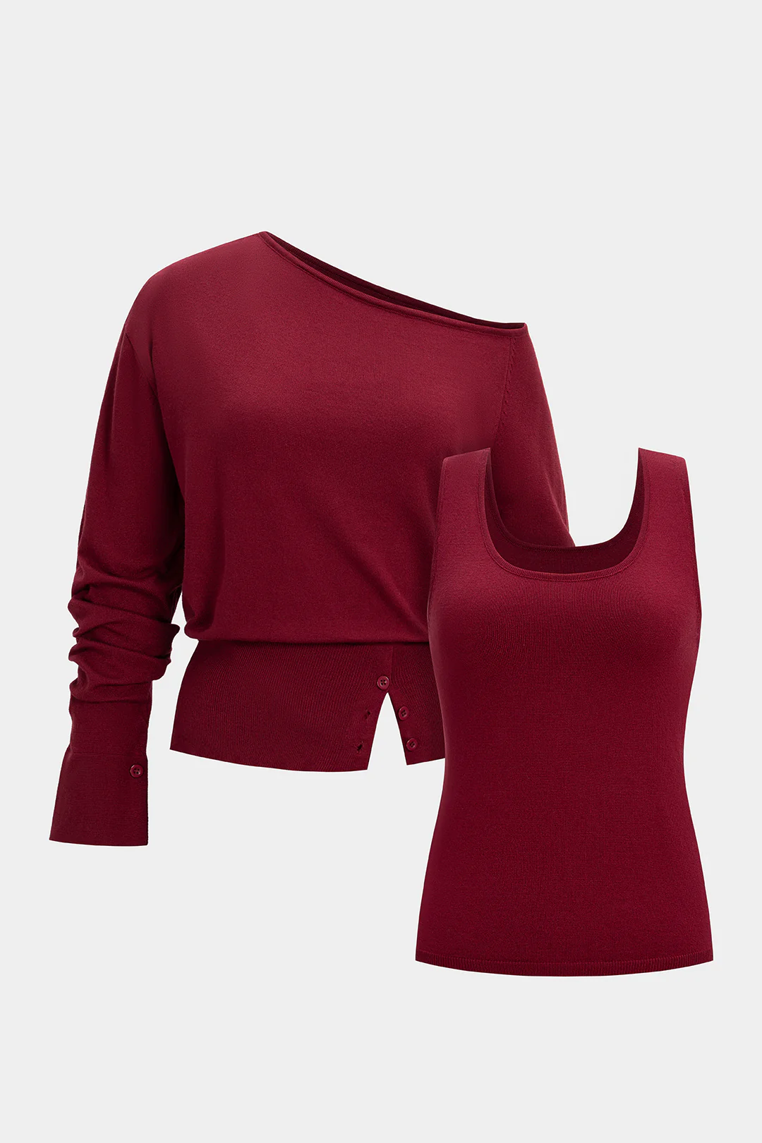 Knit Asymmetrical Long-Sleeve Top - Image 3
