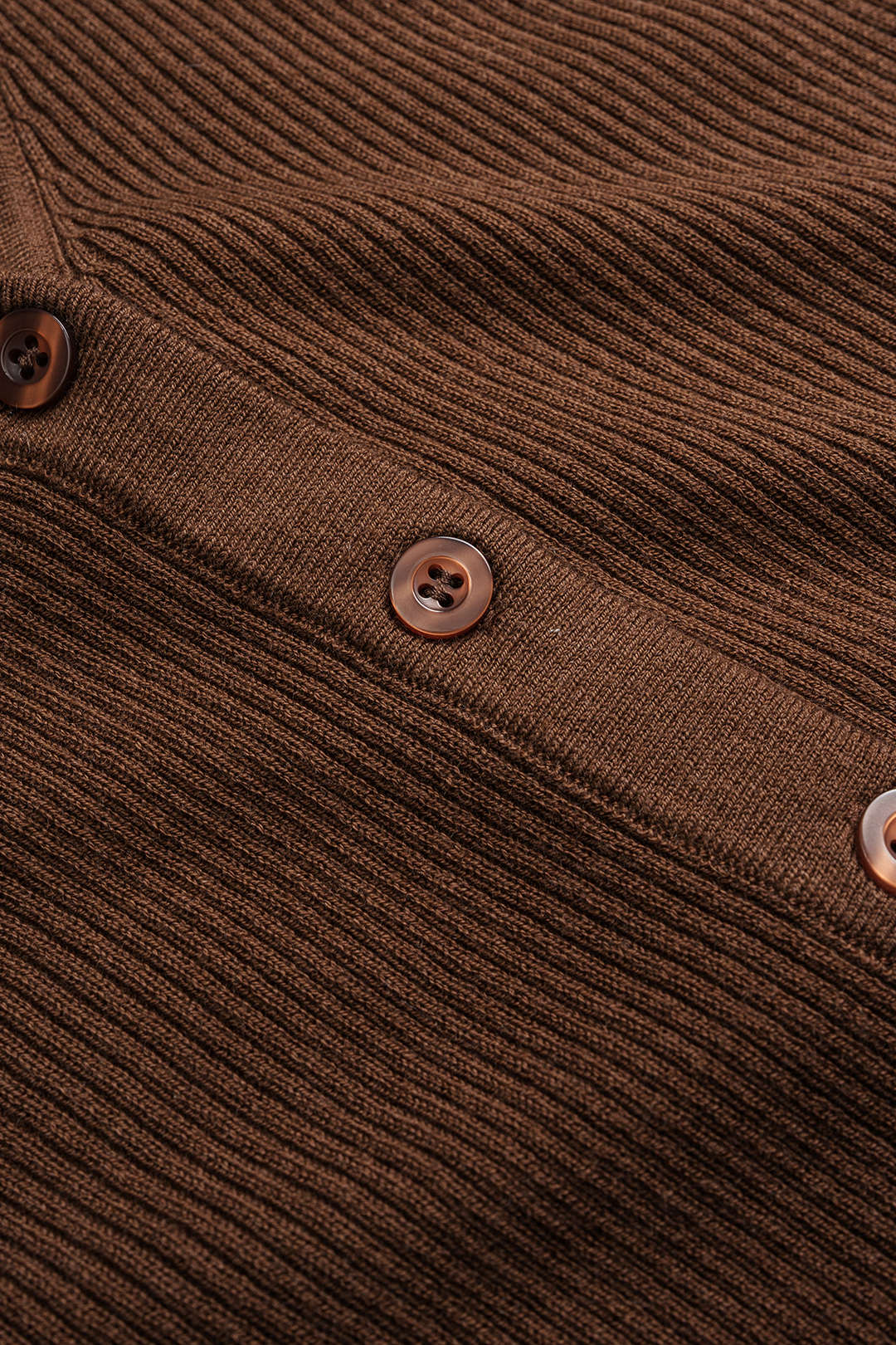 Knit V-Neck Contrast Button Long-Sleeve Top - Image 3