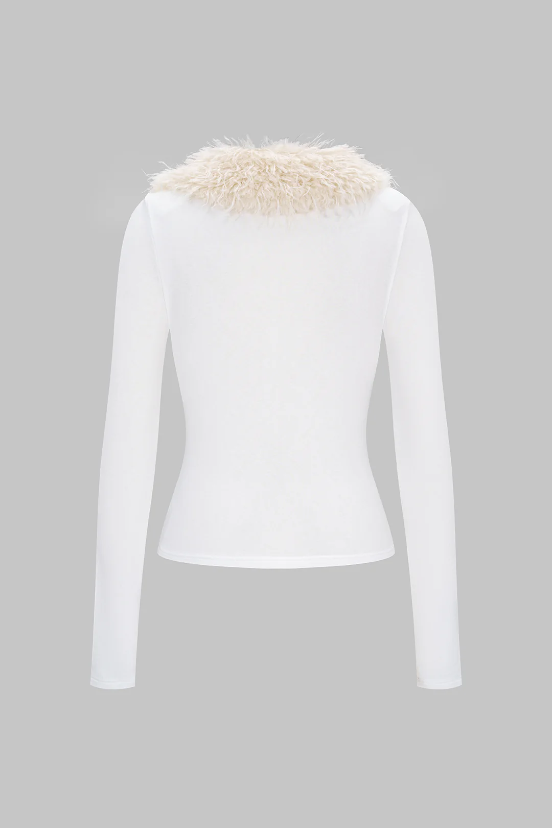 Knit Faux Fur Button Long-Sleeve Top - Image 2