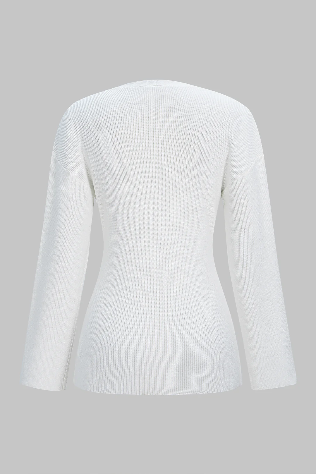 Knit V-Neck Button Long-Sleeve Top - Image 2