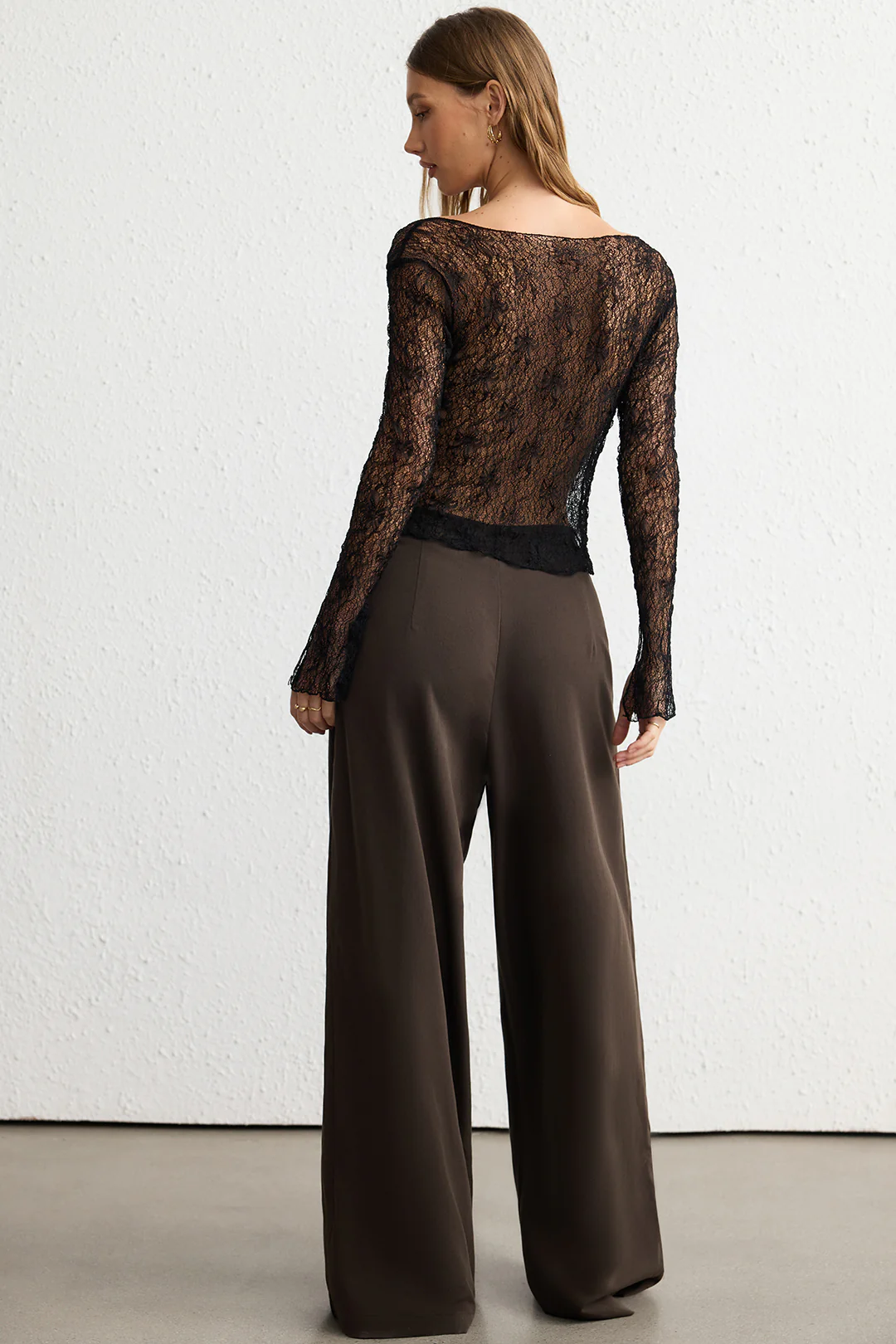 Jacquard Textured V-Neck Slit Button Long Sleeve Top - Image 4