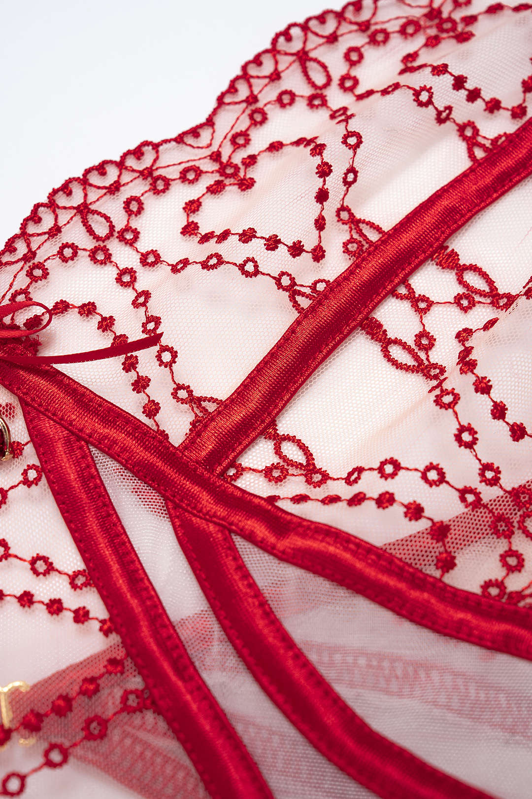 Sheer Embroidery Halter Neck Bow Cut Out Lingerie Bodysuit - Image 12