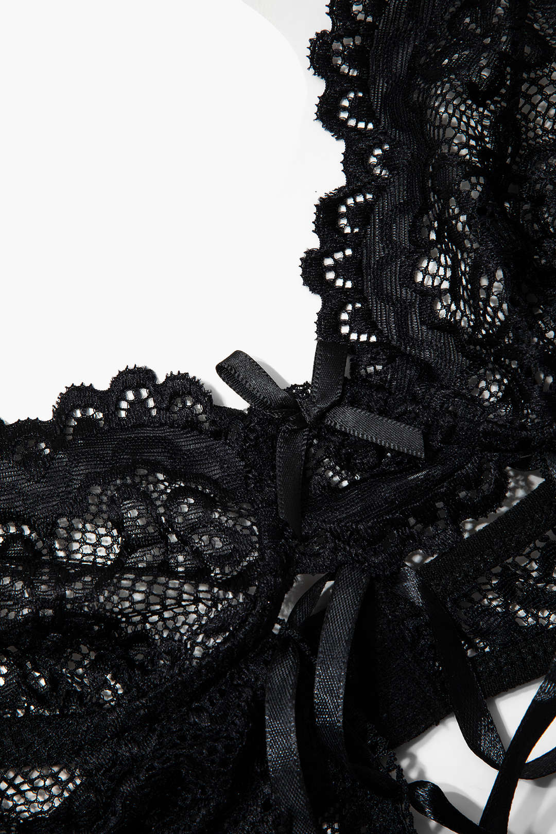 Solid Cut Out Lace Lingerie Garter Set - Image 3