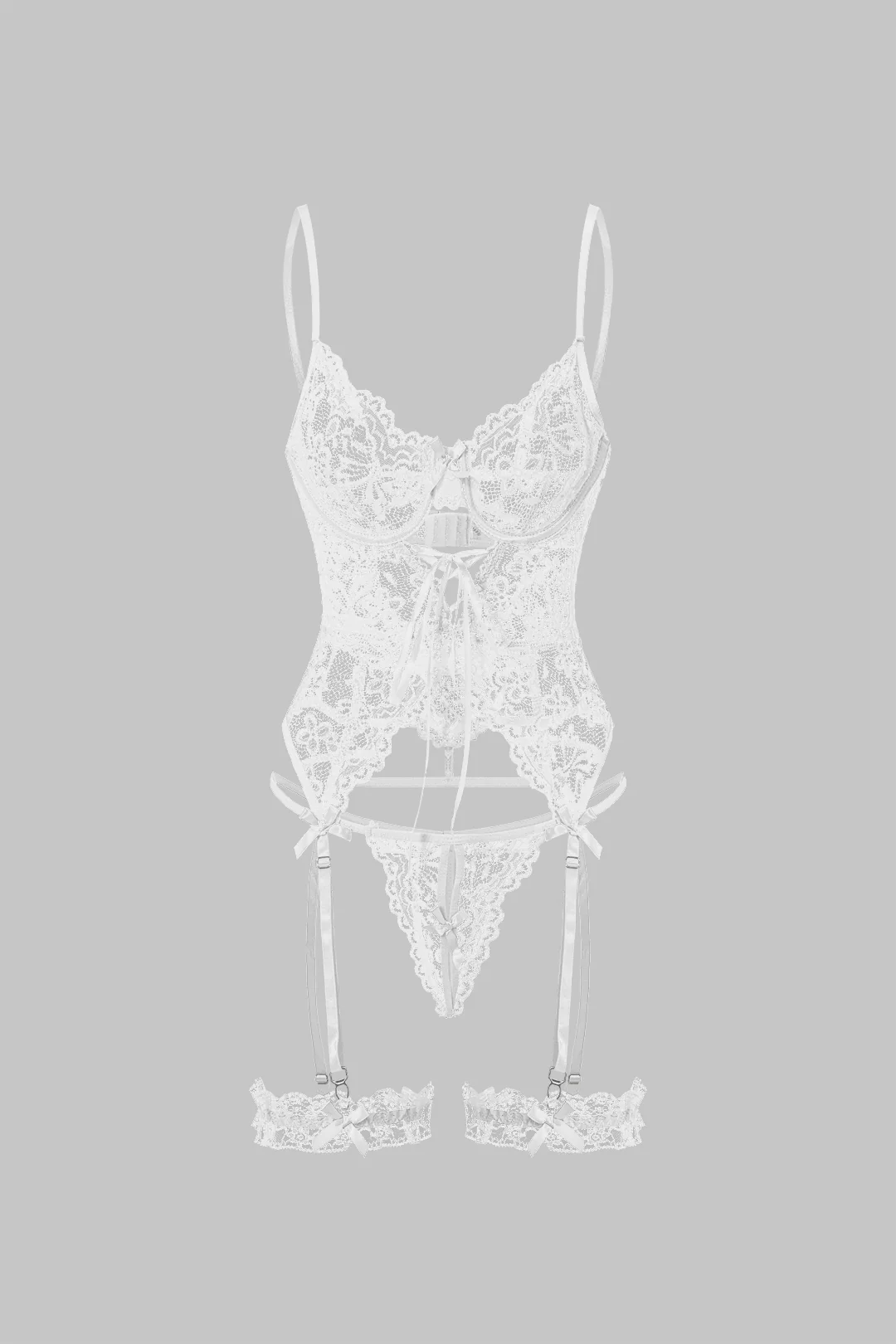 Cut Out Tie Front Backless Lingerie Garter Set - Image 5