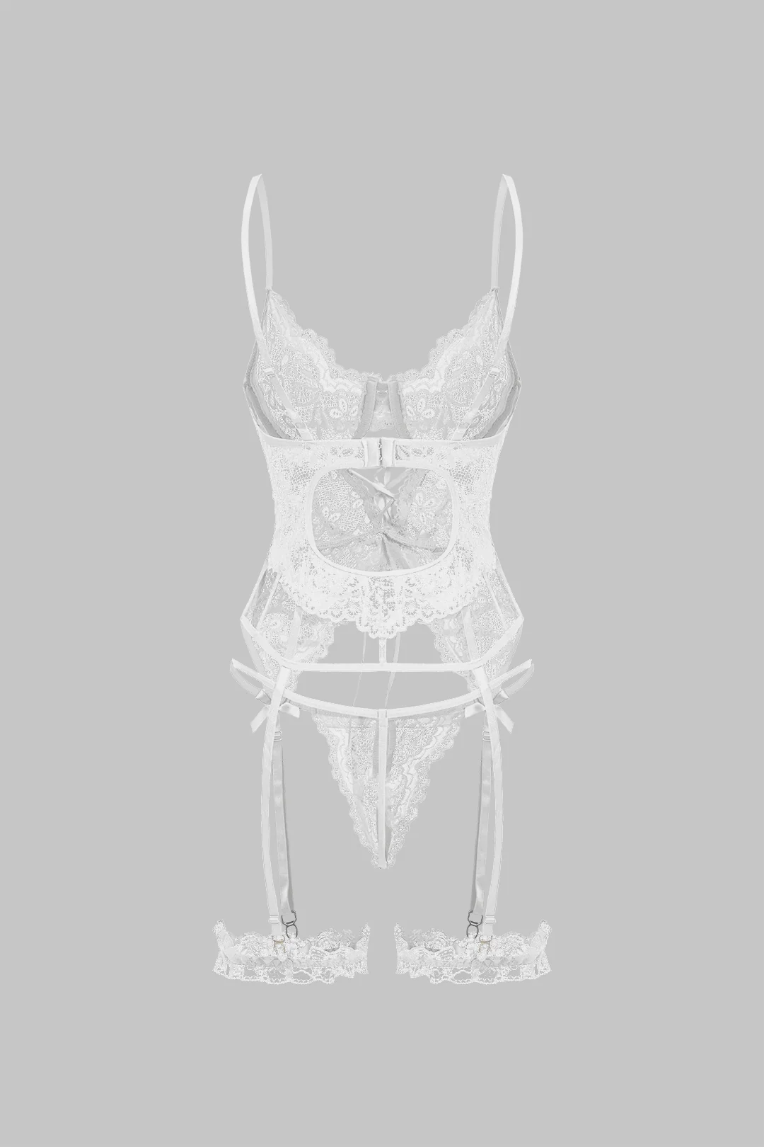 Cut Out Tie Front Backless Lingerie Garter Set - Image 6