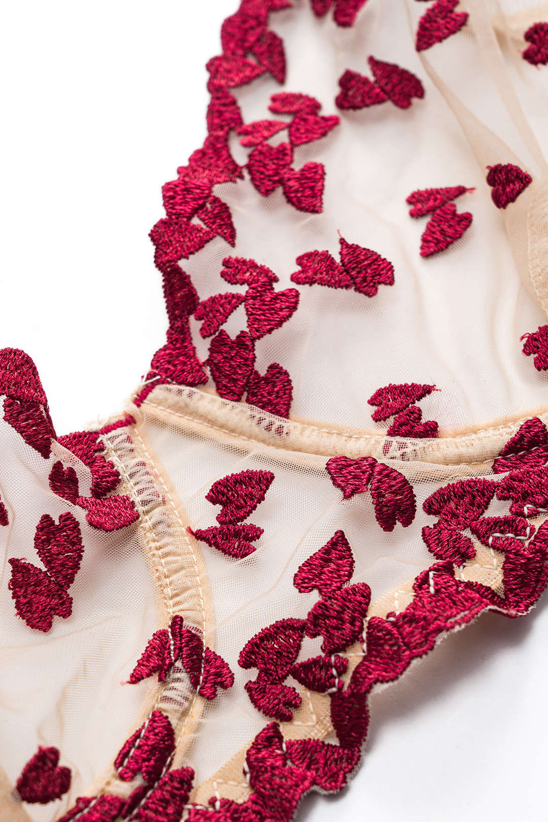 Mesh Sheer Embroidery Lingerie Garter Set - Image 5