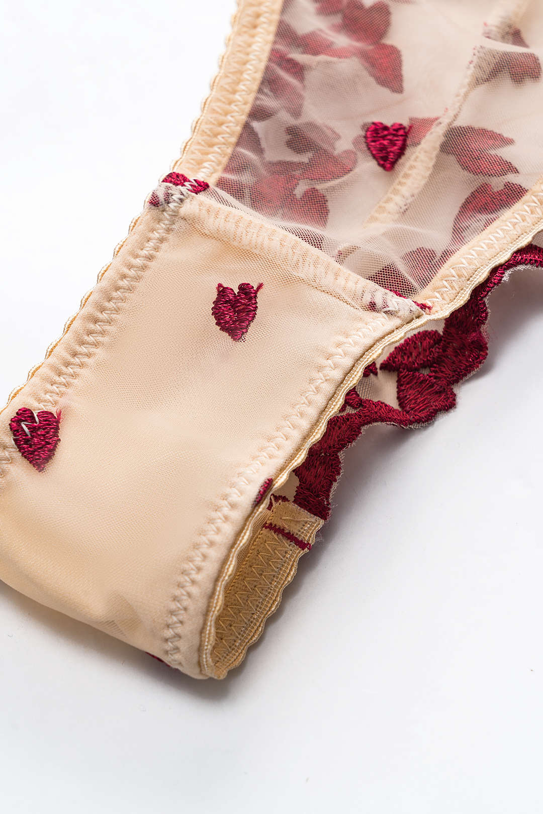 Mesh Sheer Embroidery Lingerie Garter Set - Image 6