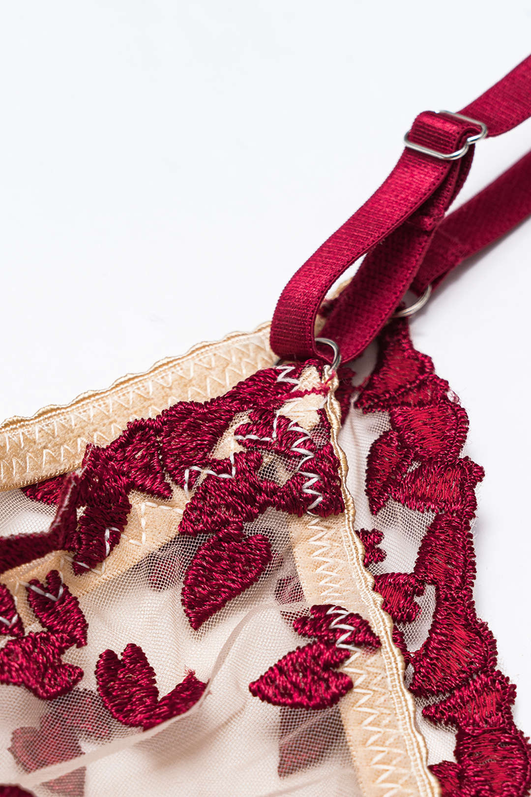 Mesh Sheer Embroidery Lingerie Garter Set - Image 7