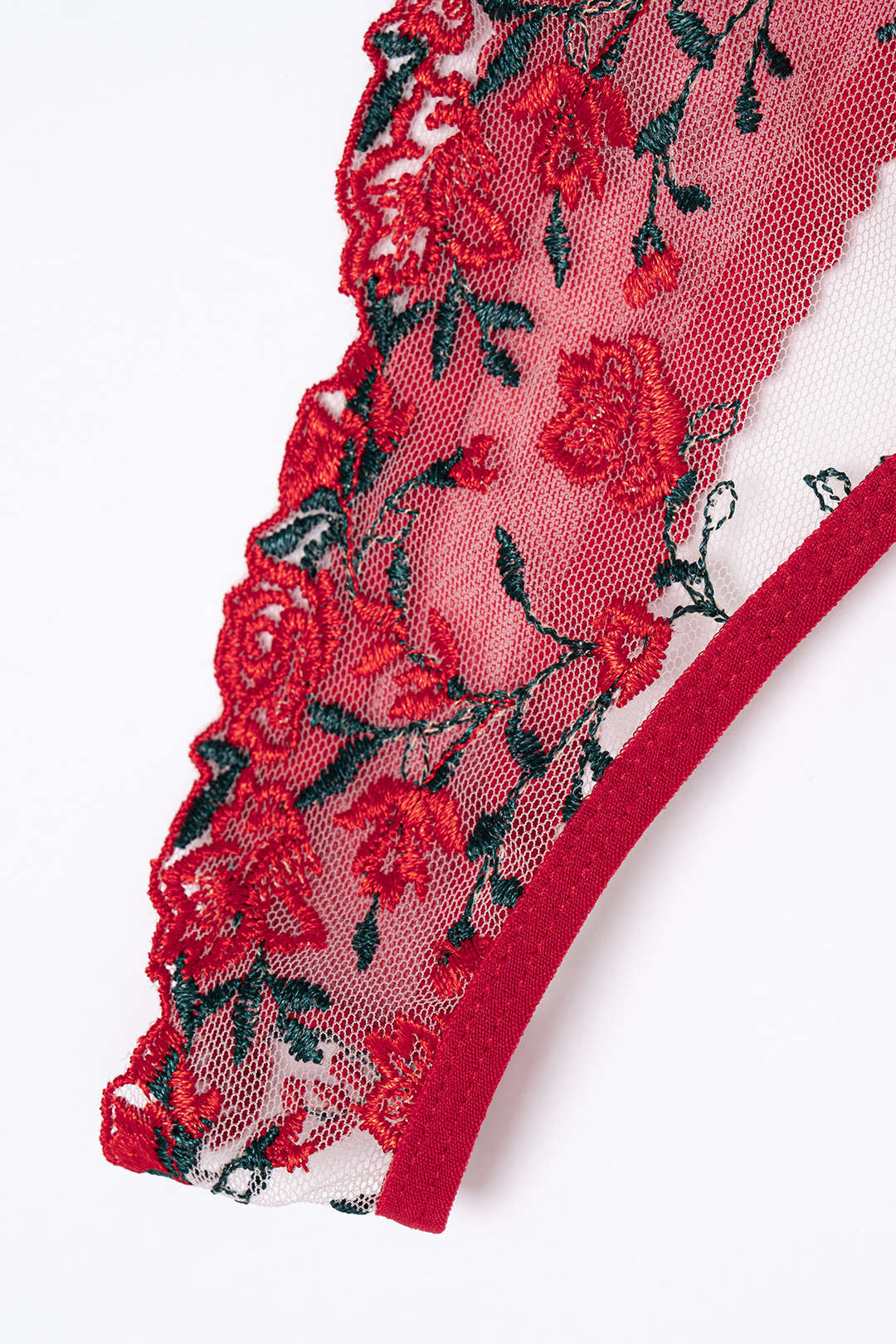 Embroidery Bow Slip Corset Waist Lingerie Garter Set - Image 8