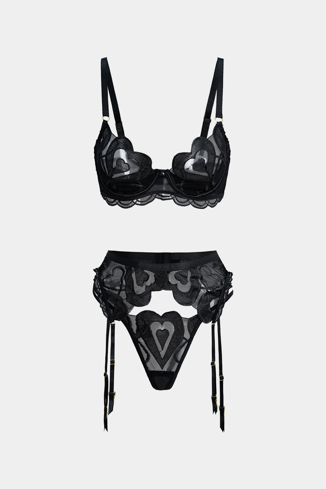 Embroidery Mesh Slip Lingerie Garter Set - Image 6