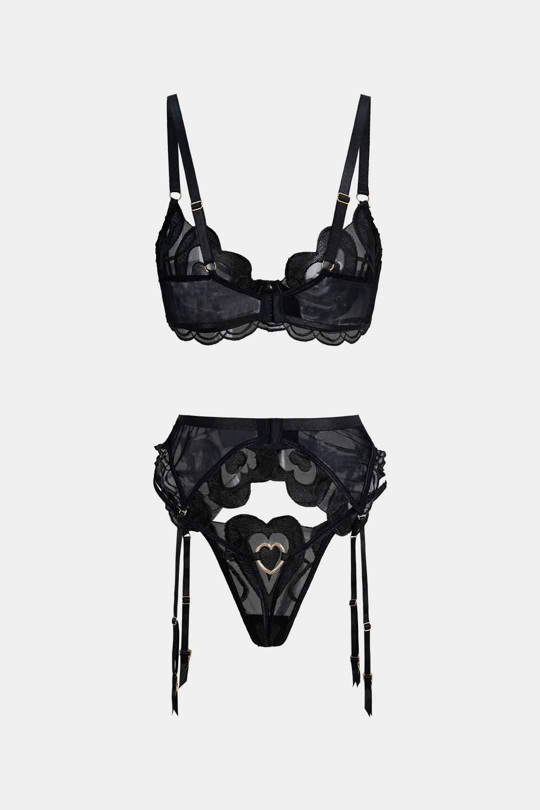 Embroidery Mesh Slip Lingerie Garter Set - Image 7