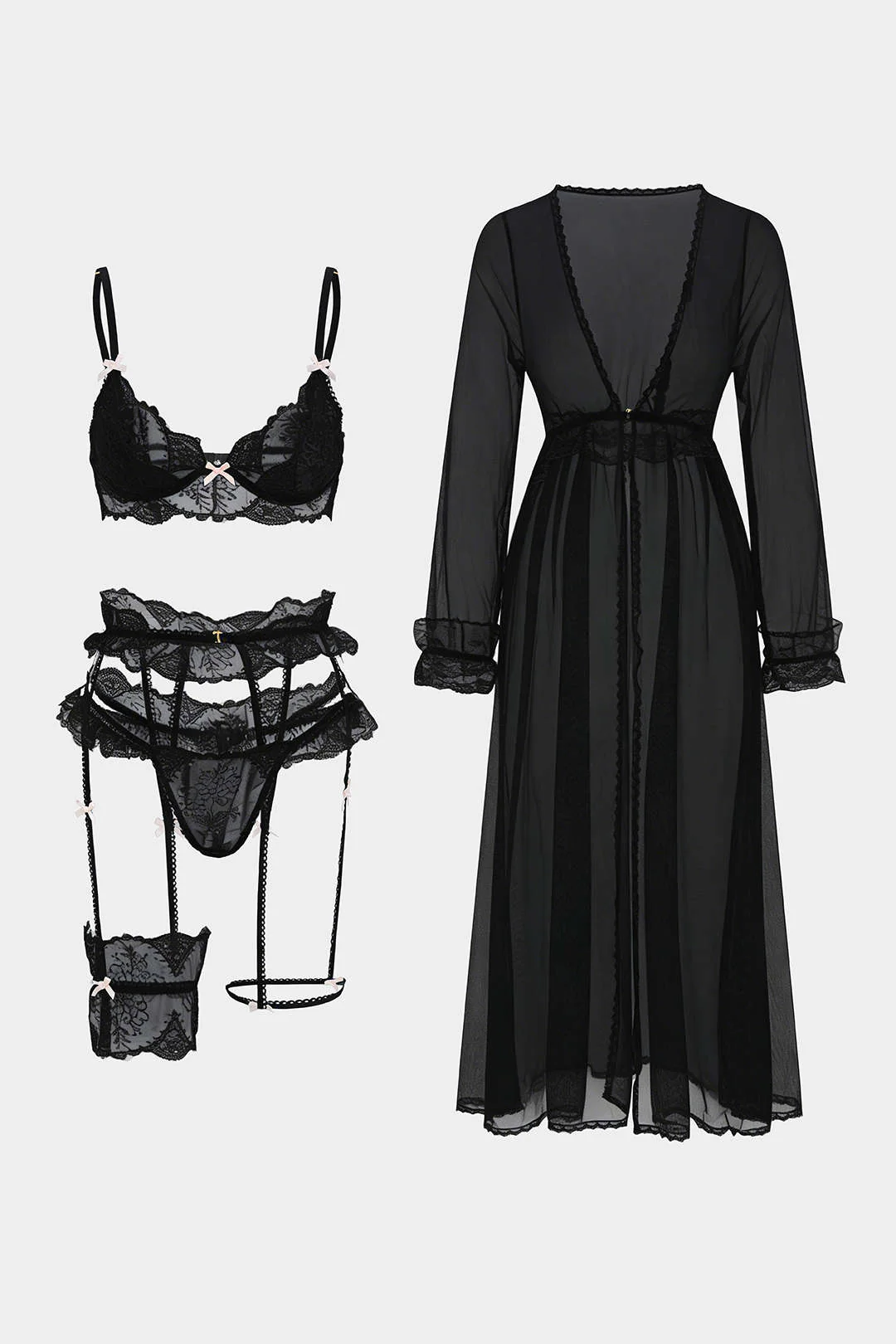 Lace Belted Slip Lingerie Garter Set - Image 12