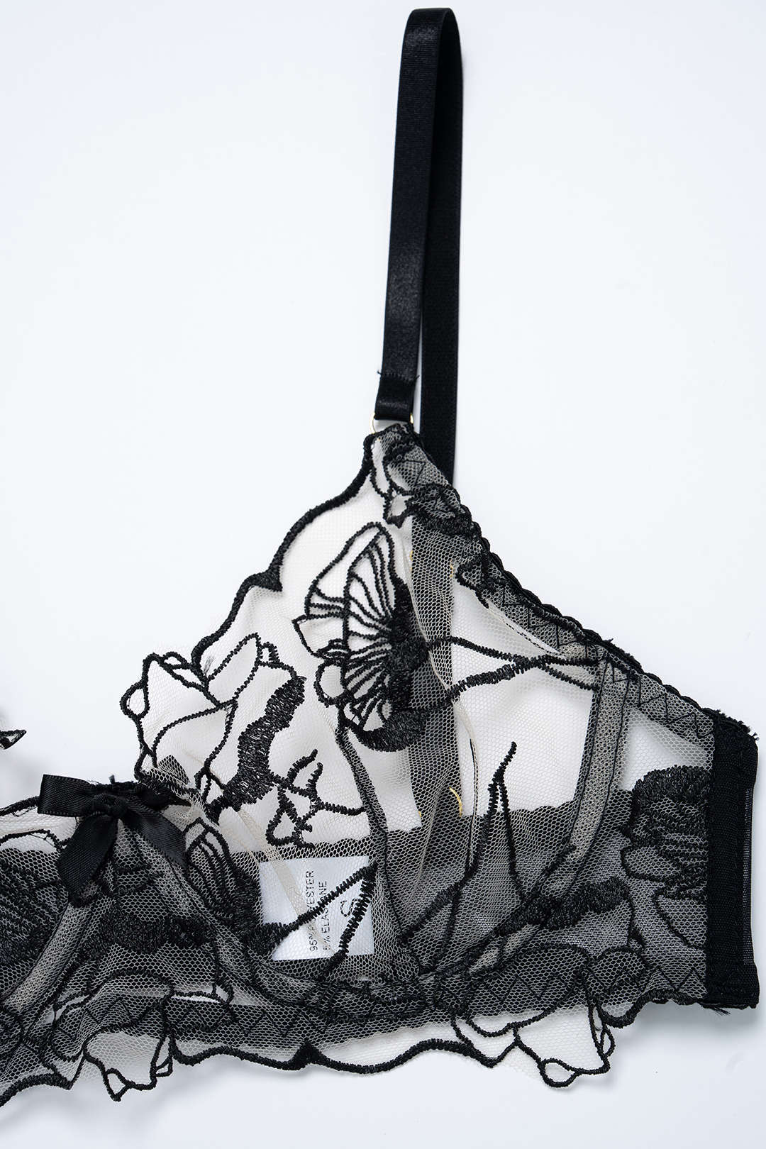 Embroidery Sheer Underwire Lingerie Garter Set - Image 9
