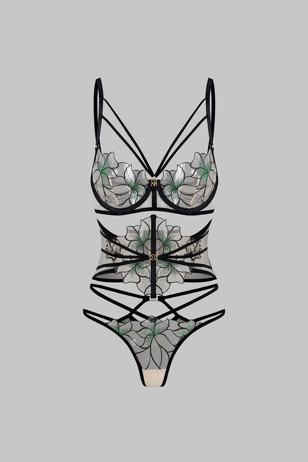 Jacquard Sheer Cut Out Two-Piece Lingerie - Image 5