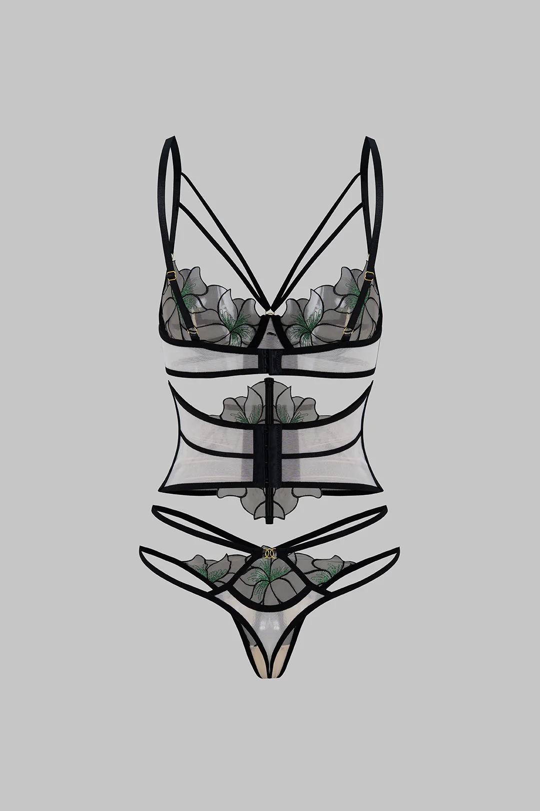 Jacquard Sheer Cut Out Two-Piece Lingerie - Image 6