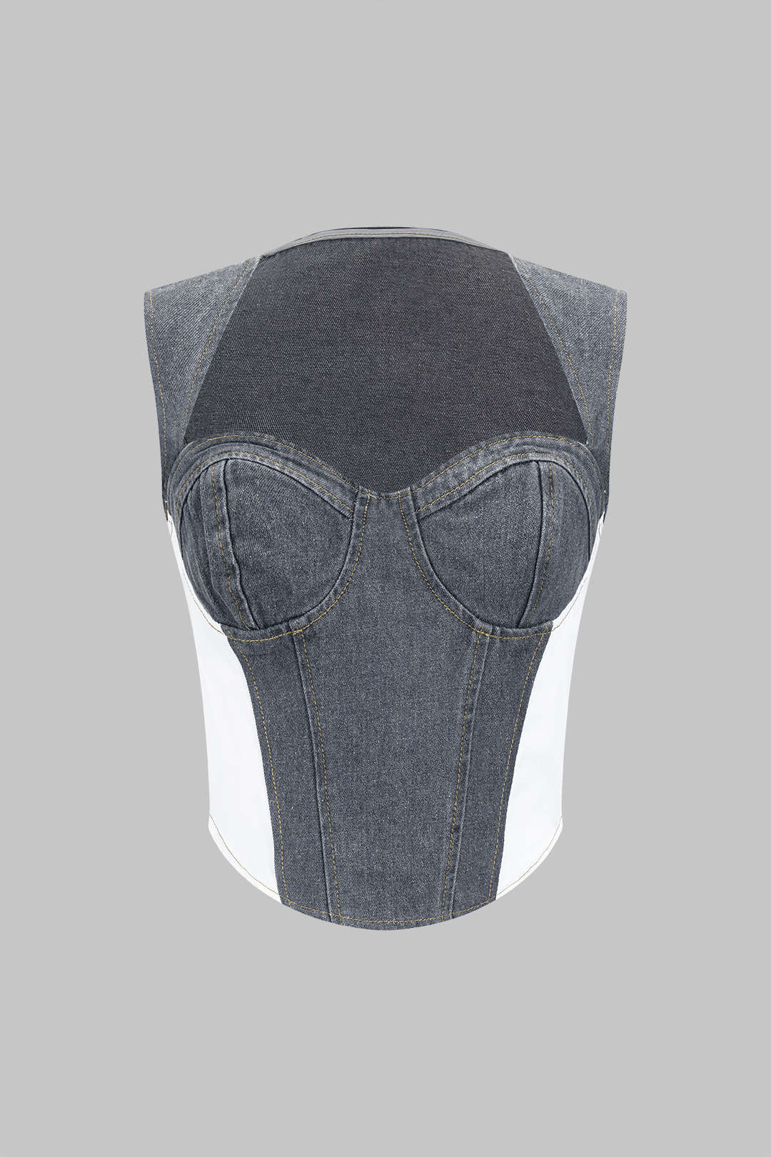 Denim Bustier Patchwork Top - Image 3