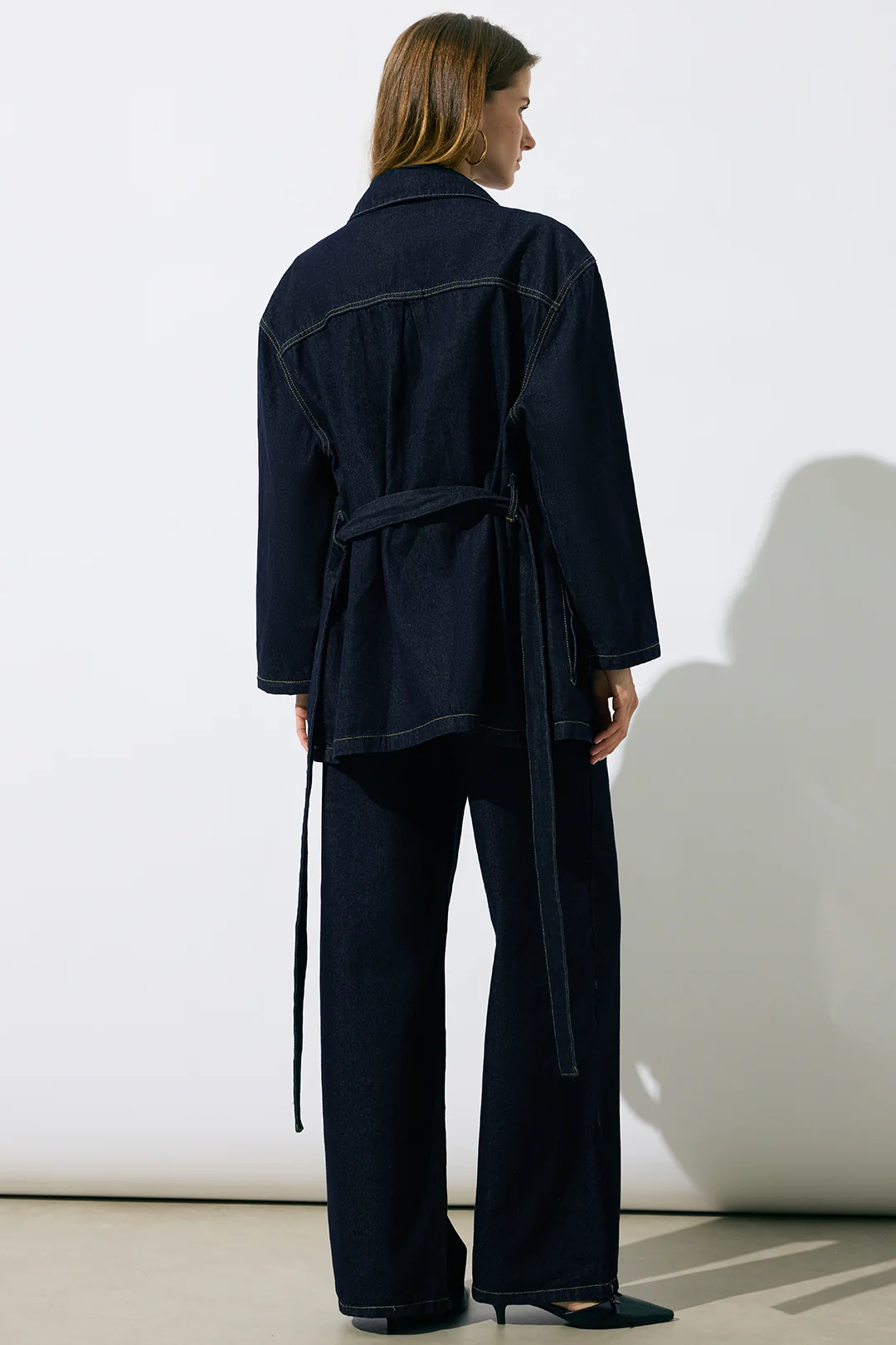 Denim Belted Long Sleeve Shirt - Image 2