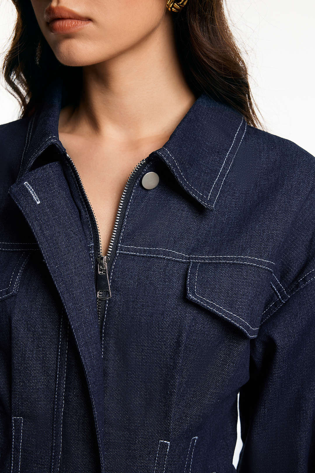 Denim Pleated Outerwear - Image 4
