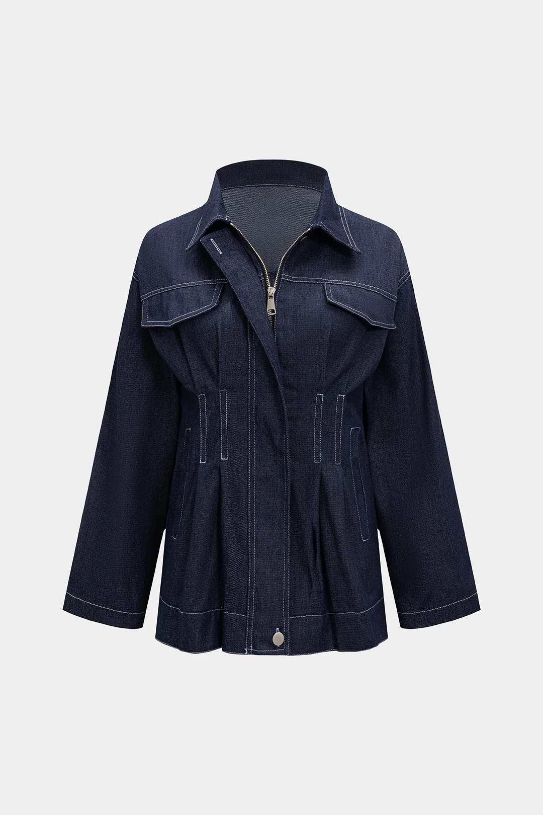 Denim Pleated Outerwear - Image 5